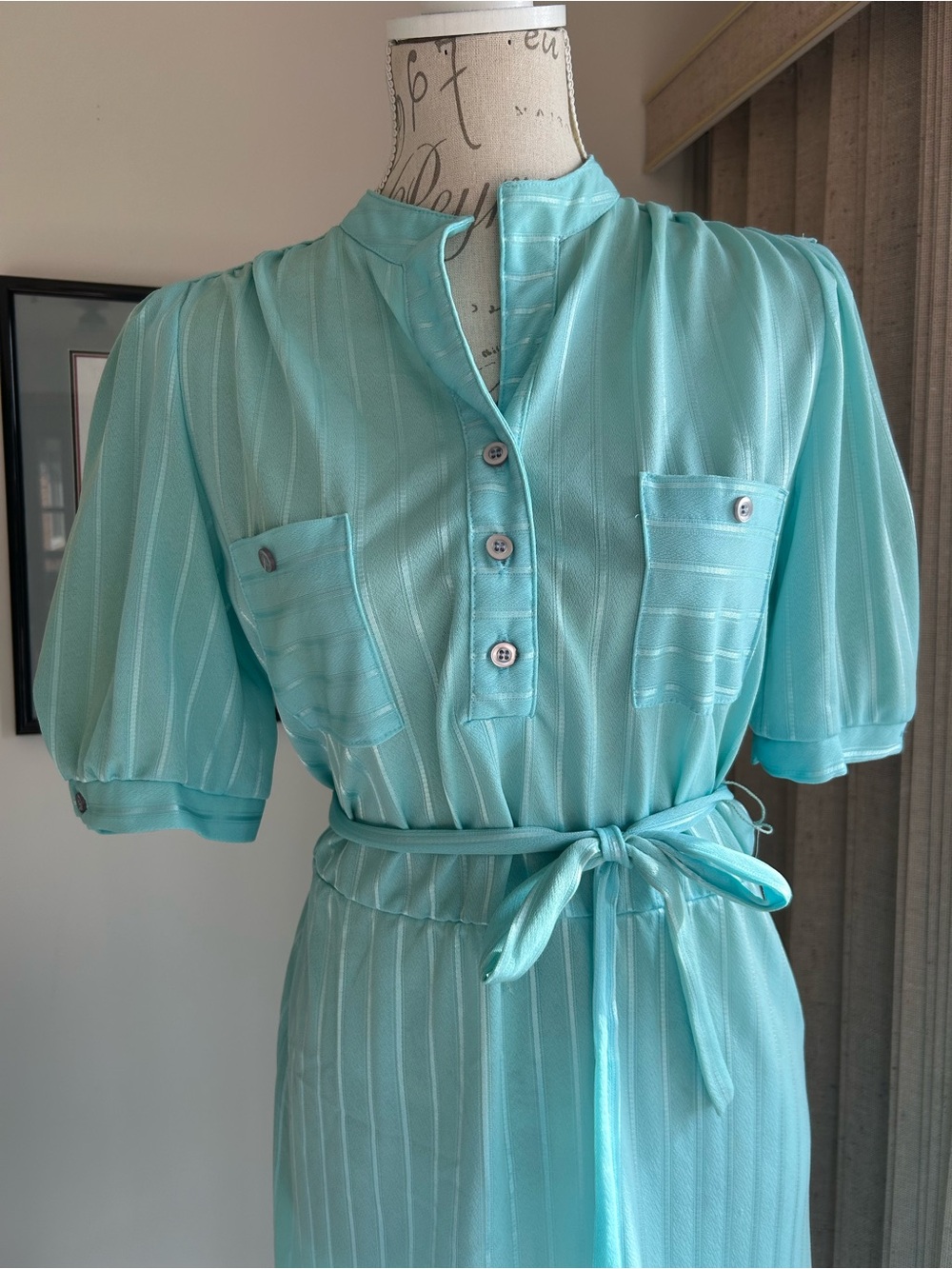 Vintage 1980’s Tie-Waist Shirt Dress - Picture 3 of 6
